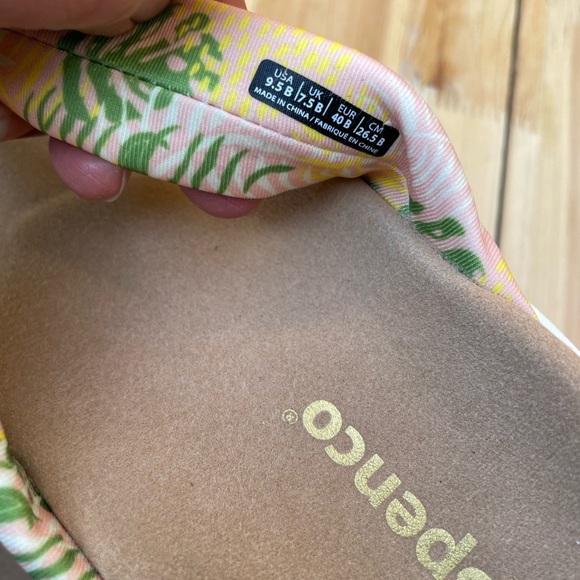 Women's Floral Flip Flops - Pink and Yellow - Picture 2 of 3